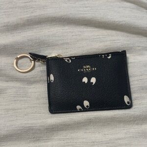 Coach Black and White Leather Key Holder